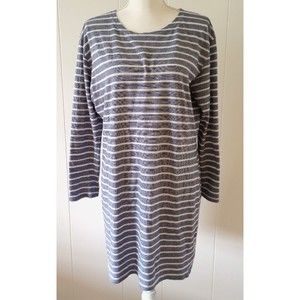Sail to Sable XL Shift Dress Navy Blue White Stripe Nautical Long Sleeve Casual